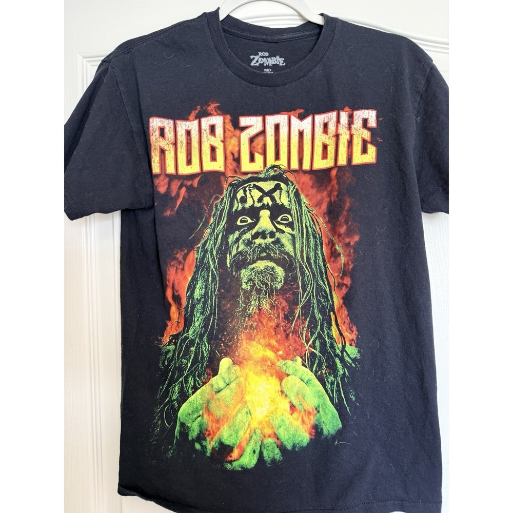 Rob Zombie Shirt Mens Medium Black Fire Band Concert Tour T-Shirt Metal